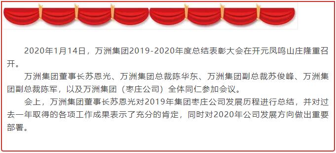 热烈祝贺万洲集团2019-2020年度总结表彰大会取得圆满成功